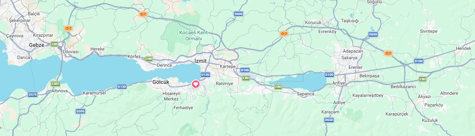 Başiskele’deki Prometh İlaçlama merkez konumunu gösteren Kocaeli haritası